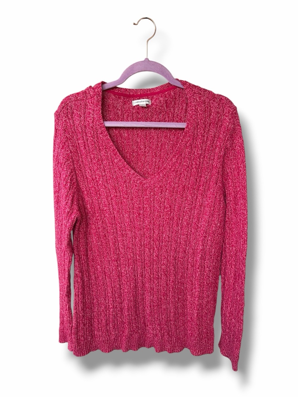 Cozy Pink V-Neck Knit Sweater